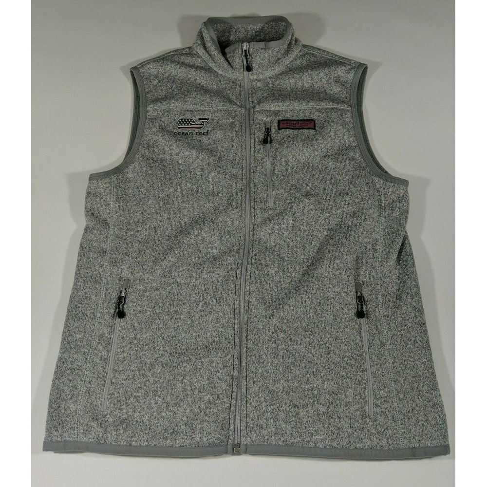 Vineyard Vines Fleece Vest Ocean Reef Gray M